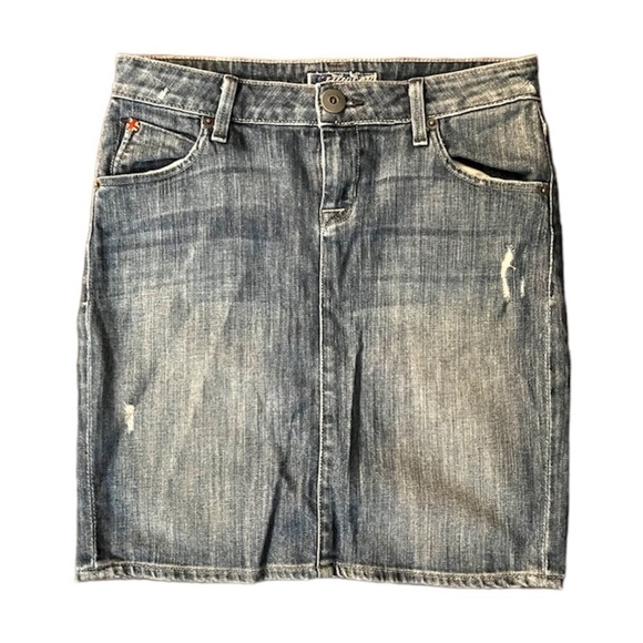 HUDSON Denim Jean Mini Skirt Button Flap Pockets Size 28 - Picture 1 of 8